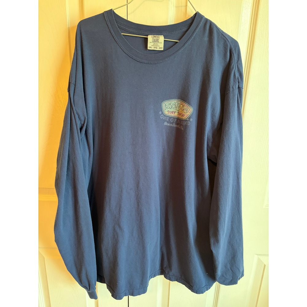 Ron Jon Surf Shop Long Sleeve Shirt Mens 2XL Blue Comfort Colors Cocoa Beach FL